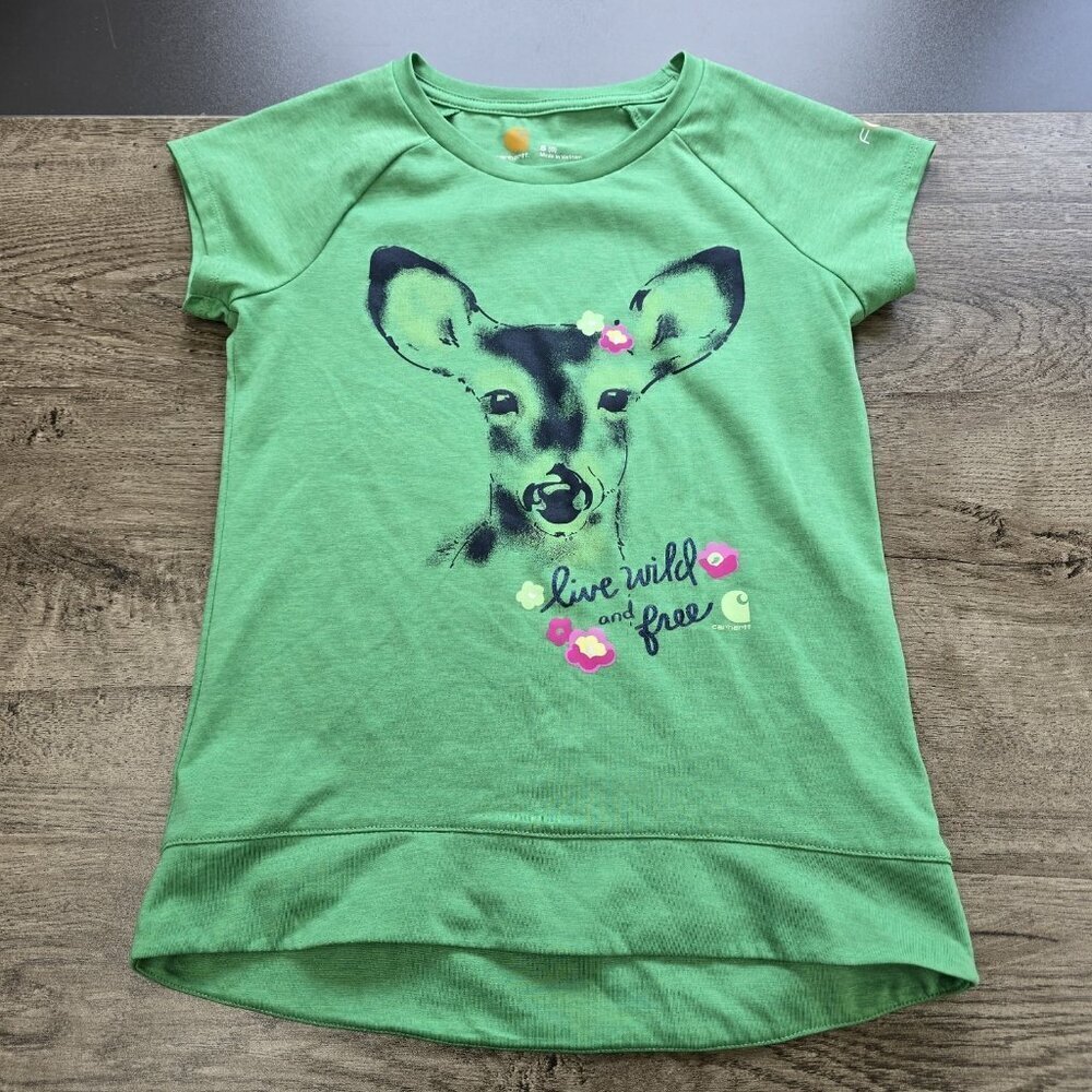 Carhartt Force Short Sleeve T-Shirt Deer Live Wild And Free Size Small 8 Green